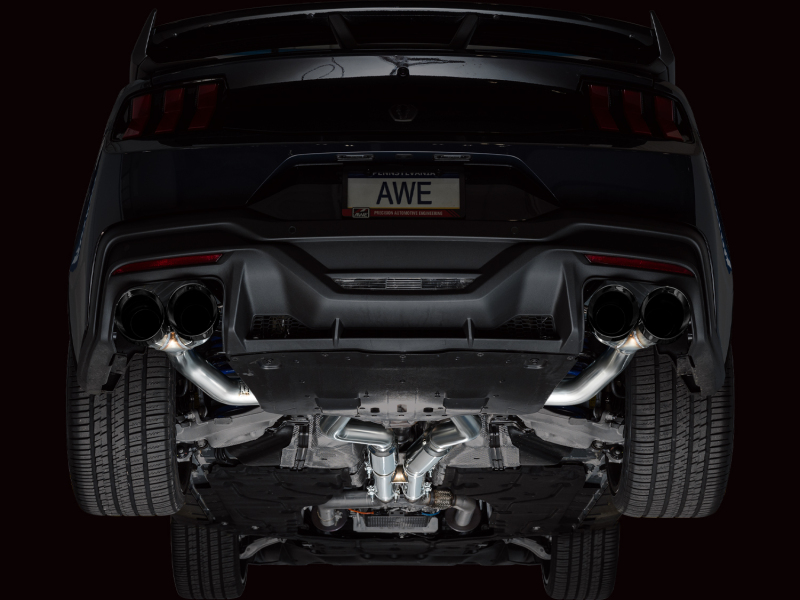Ford Mustang Performance Exhaust - Rear - AWE Tuning - Cat-Back Track Edition - Diamond Black - `24-`27